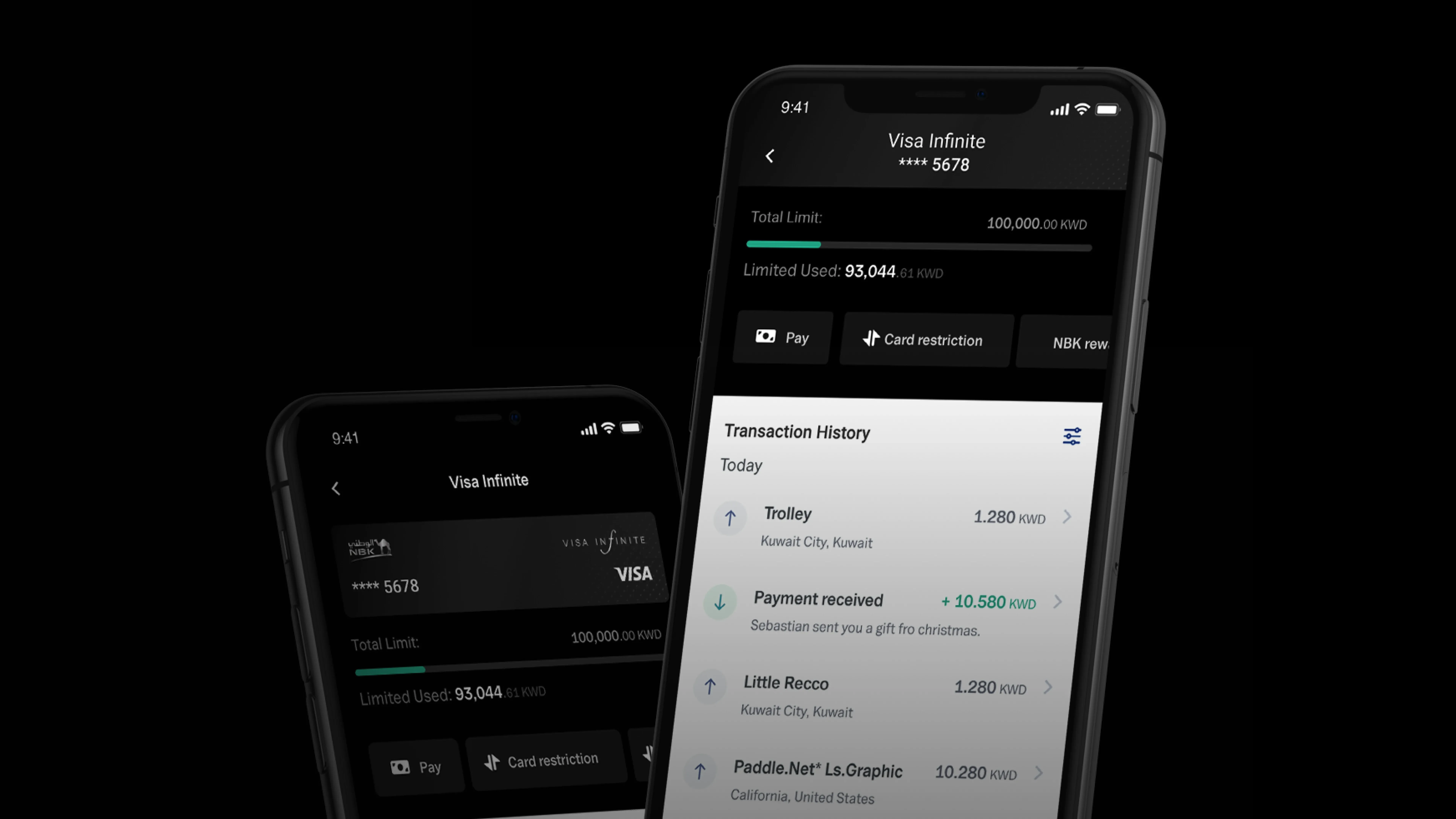 NBK Visa Infinite app design — product design project by JL Digital Studio
